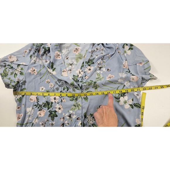 CK cottagecore coquette floral Pleated neckline button up XL business casual EUC - Picture 7 of 7